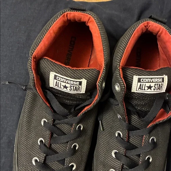 Converse Black High-Top Sneakers with Red Interior - Picture 2 of 7